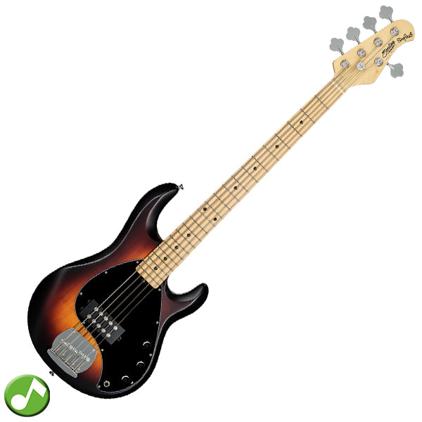 Sterling by Ernie Ball Music Man Stingray Ray5 Electric Bass Guitar- Vintage Sunburst Satin (RAY5-VSBS)