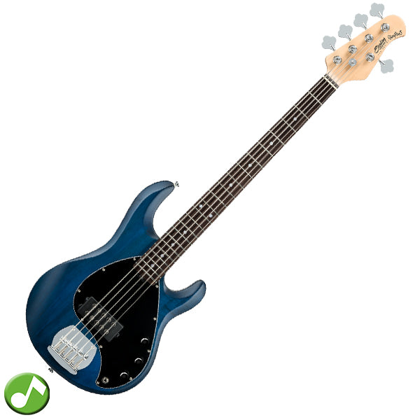 Sterling by Ernie Ball Music Man Stingray Ray5 Electric Bass Guitar- Trans Blue Satin (RAY5-TBLS)