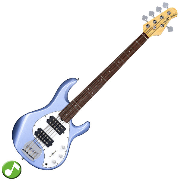 Sterling by Ernie Ball Music Man Stingray Ray5HH Electric Bass Guitar- Lake Blue Metallic (RAY5HH-LBM)