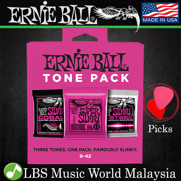Ernie Ball 3333 Super Slinky Electric Guitar String Tone Pack Nickel , Cobalt & M Steel (09-42)