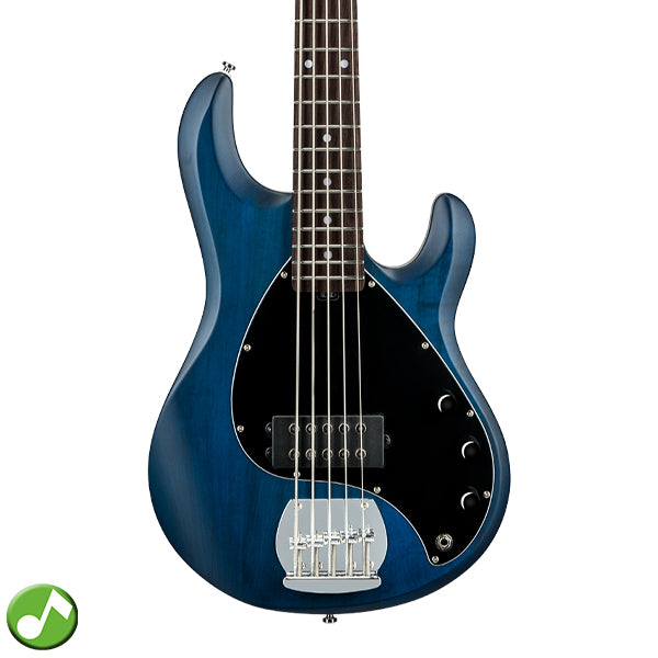 Sterling by Ernie Ball Music Man Stingray Ray5 Electric Bass Guitar- Trans Blue Satin (RAY5-TBLS)