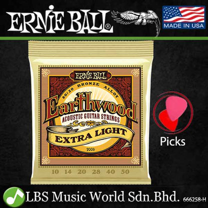 Ernie Ball 2006 Earthwood Extra Light 80/20 Bronze Acoustic Guitar String (10-50)