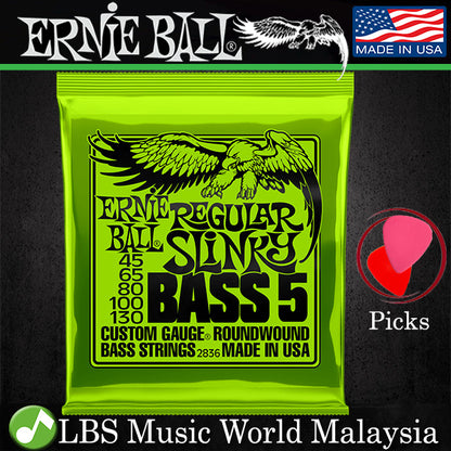 Ernie Ball 2836 Regular Slinky 5 String Nickel Wound Electric Bass Guitar String (45-130)