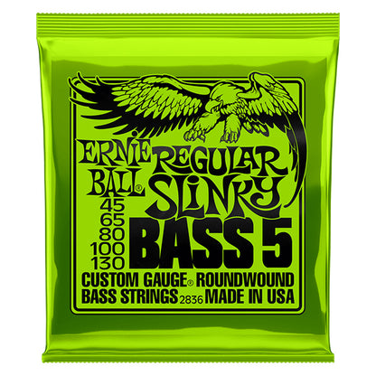 Ernie Ball 2836 Regular Slinky 5 String Nickel Wound Electric Bass Guitar String (45-130)