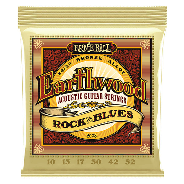 Ernie Ball 2008 Earthwood Rock and Blue With Plain G 80/20 Bronze Acoustic Guitar String (10-52)