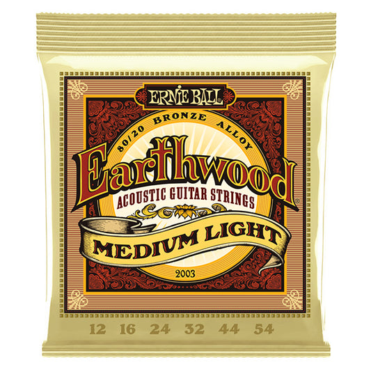 Ernie Ball 2003 Earthwood Medium Light 80/20 Bronze Acoustic Guitar String (12-54)