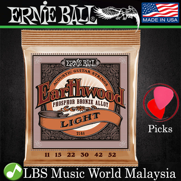 Ernie Ball 2148 Earthwood Light Phosphor Bronze Acoustic Guitar String (11-52)
