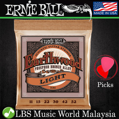 Ernie Ball 2148 Earthwood Light Phosphor Bronze Acoustic Guitar String (11-52)