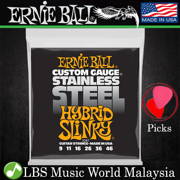 Ernie Ball 2247 Hybrid Slinky Stainless Steel Wound Electric Guitar String (9-46)