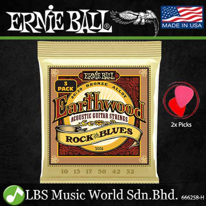 Ernie Ball 3004 Earthwood Light 80/20 Bronze Acoustic Guitar String 3 Pack (11-52)