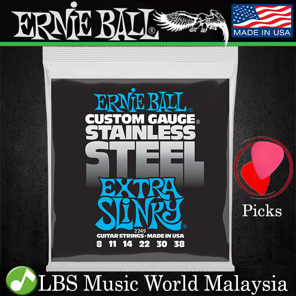 Ernie Ball 2249 Extra Slinky Stainless Steel Wound Electric Guitar String (8-38)