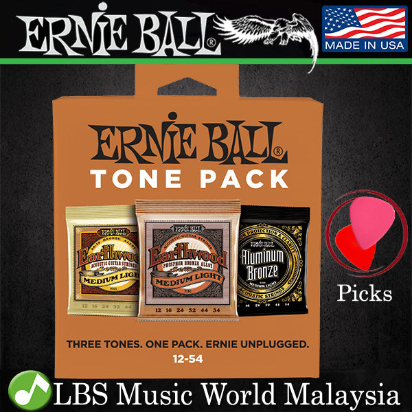 Ernie Ball 3313 Medium Light Acoustic Guitar String Tone Pack Earthwood & Aluminum Bronze (12-54)
