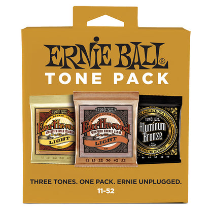 Ernie Ball 3314 Light Acoustic Guitar String Tone Pack Earthwood & Aluminium Bronze (11-52)
