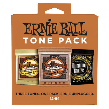 Ernie Ball 3313 Medium Light Acoustic Guitar String Tone Pack Earthwood & Aluminum Bronze (12-54)