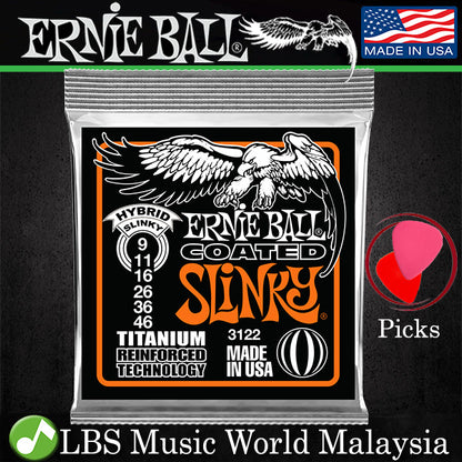 Ernie Ball 3122 Hybrid Slinky Coated Titanium RPS Electric Guitar String (9-46)