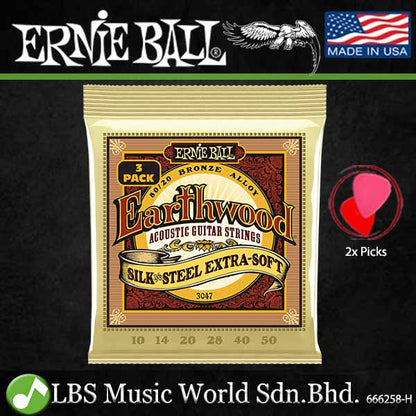 Ernie Ball 3004 Earthwood Light 80/20 Bronze Acoustic Guitar String 3 Pack (11-52)