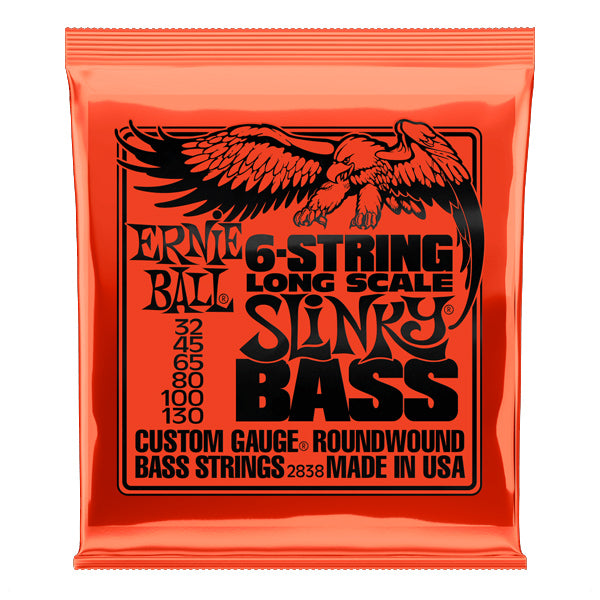 Ernie Ball 2838 Slinky Nickel Wound 6 Strings Long Scale for Electric Bass Guitar (32-130)
