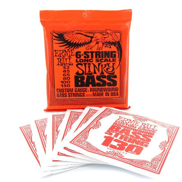 Ernie Ball 2838 Slinky Nickel Wound 6 Strings Long Scale for Electric Bass Guitar (32-130)