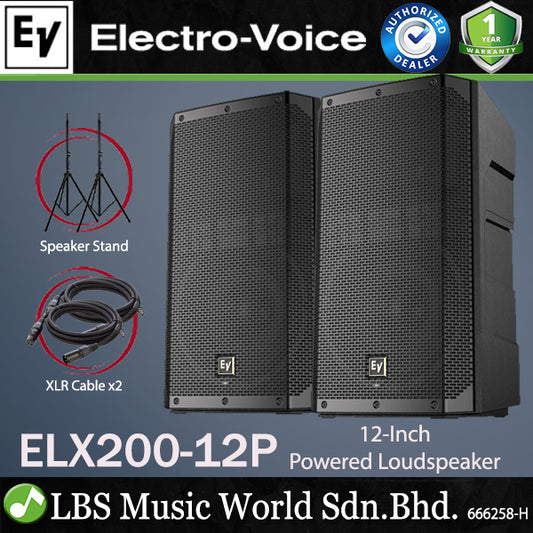 EV Electro-Voice ELX200-12P 1200W 12" Powered Loudspeaker with Speaker Stand (ELX200 12P)