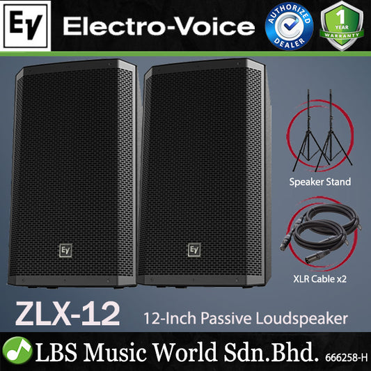 EV Electro-Voice ZLX-12 1000W 12" Passive Loudspeaker with Speaker Stand (ZLX12 ZLX 12)