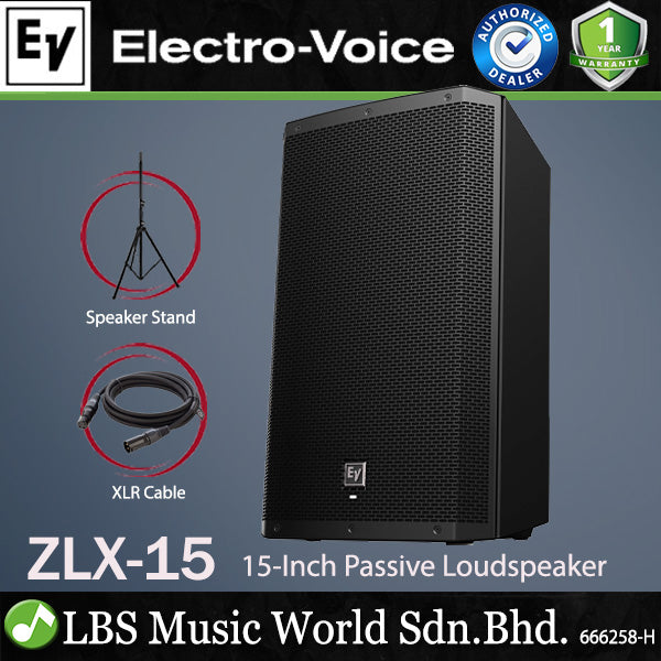 EV Electro-Voice ZLX-15 1000W 15" Passive Loudspeaker with Speaker Stand (ZLX15 ZLX 15)