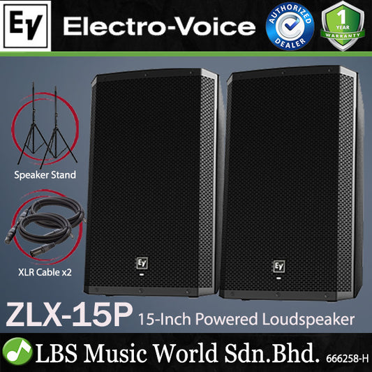 EV Electro-Voice ZLX-15P 1000W 15" Powered Loudspeaker with Speaker Stand (ZLX15P ZLX 15P)