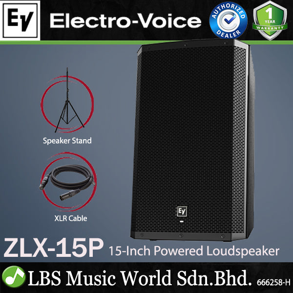 EV Electro-Voice ZLX-15P 1000W 15" Powered Loudspeaker with Speaker Stand (ZLX15P ZLX 15P)