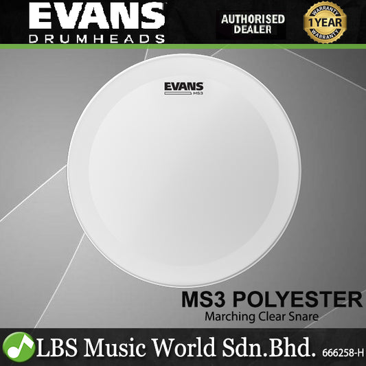 Evans MS3 Polyester Marching Clear Snare Side Drumhead
