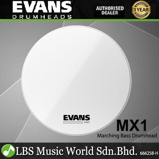 Evans MX1 Marching Bass Drumhead - White