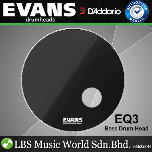 Evans EQ3 Resonant Smooth Black Bass Drumhead - Black