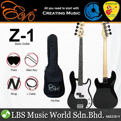 Evo Z-1 4 String Precision Bass Guitar Rosewood Fingerboard with Amplifier Package (Z1)