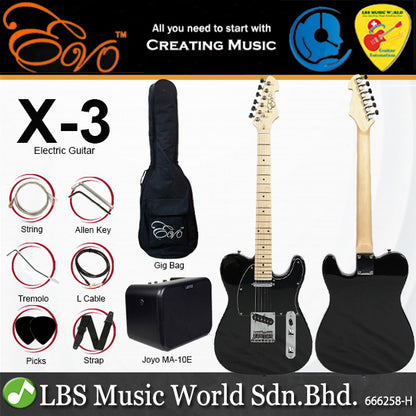 Evo X-3 Traditional Telecaster Electric Guitar Rosewood Fingerboard with Amplifier Package (X3)