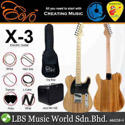 Evo X-3 Traditional Telecaster Electric Guitar Rosewood Fingerboard with Amplifier Package (X3)
