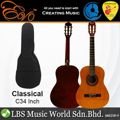 Evo Classical 34, 36 and 39 Inch Classical Guitar with Bag (C34 C36 C39)