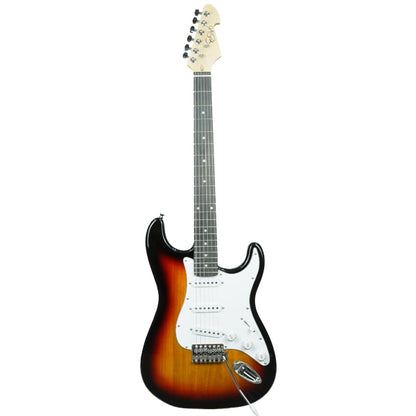 Evo X-1-SB Stratocaster Electric Guitar Linden Wood Body with Amplifier Package Sunburst (X1 SB)