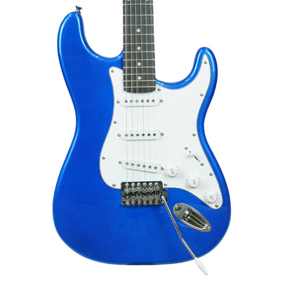 Evo X-1-BL Stratocaster Electric Guitar Linden Wood Body with Amplifier Package Metallic Blue (X1 BL)