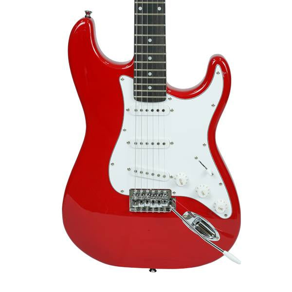 Evo X-1-RD Stratocaster Electric Guitar Linden Wood Body with Amplifier Package Candy Apple Red (X1 RD)