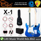 Evo X-1-BL Stratocaster Electric Guitar Linden Wood Body with Amplifier Package Metallic Blue (X1 BL)