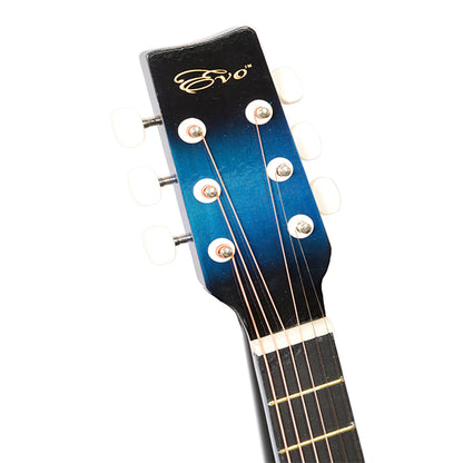 EVO T-38C Blue Acoustic Guitar 38 Inch Beginner Guitar Student Guitar Free Bag String Pick Strap