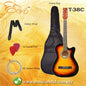EVO T-38C Sunburst Acoustic Guitar 38 Inch Beginner Guitar Student Guitar Free Bag String Pick Strap