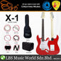 Evo X-1-RD Stratocaster Electric Guitar Linden Wood Body with Amplifier Package Candy Apple Red (X1 RD)