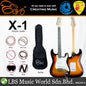 Evo X-1-SB Stratocaster Electric Guitar Linden Wood Body with Amplifier Package Sunburst (X1 SB)