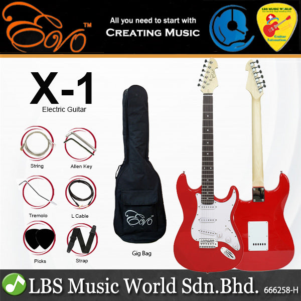Evo X-1-BK Stratocaster Electric Guitar Linden Wood Body - Black (X1 BK)