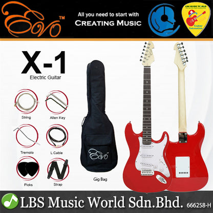 Evo X-1-BK Stratocaster Electric Guitar Linden Wood Body - Black (X1 BK)