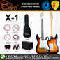 Evo X-1-SB Stratocaster Electric Guitar Linden Wood Body with Amplifier Package Sunburst (X1 SB)