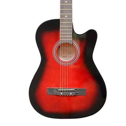 EVO T-38C Red Acoustic Guitar 38 Inch Beginner Guitar Student Guitar Free Bag String Pick Strap