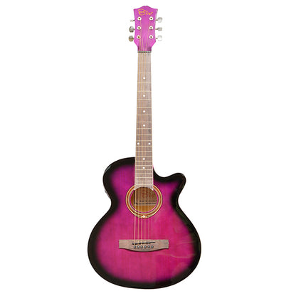 EVO SF38CEQ Purple Acoustic Guitar With Pickup 38 Inch Beginner Guitar Pick Up Student Guitar Free Bag String Pick Strap