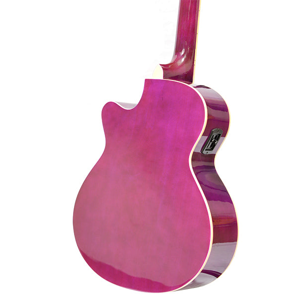 EVO SF38CEQ Purple Acoustic Guitar With Pickup 38 Inch Beginner Guitar Pick Up Student Guitar Free Bag String Pick Strap