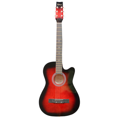EVO T-38C Red Acoustic Guitar 38 Inch Beginner Guitar Student Guitar Free Bag String Pick Strap