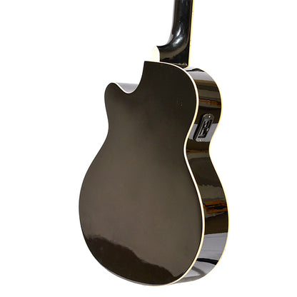 EVO SF38CEQ Black Acoustic Guitar With Pickup 38 Inch Beginner Guitar Pick Up Student Guitar Free Bag String Pick Strap